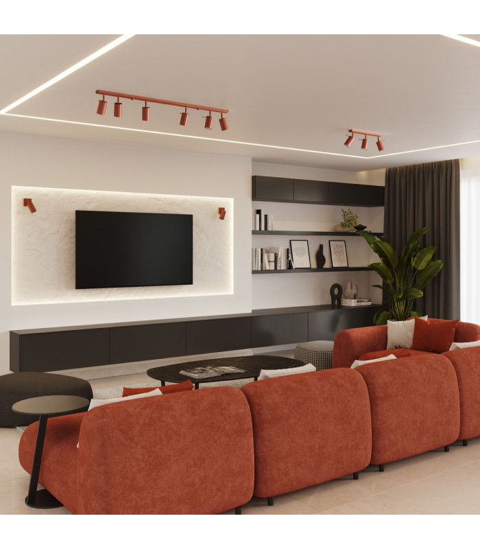 Ring Modern Ceiling Spotlight Cluster 3 Light Red Ochra-11
