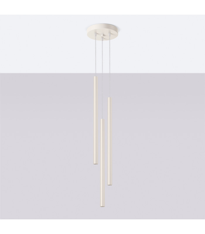 Pastelo Modern Cluster Drop Pendant Lamp 3 Light Beige-2