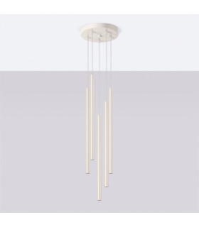 Pastelo Modern Cluster Drop Pendant Lamp 5 Light Beige-2