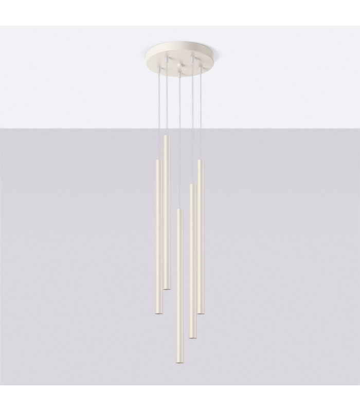 Pastelo Modern Cluster Drop Pendant Lamp 5 Light Beige-2