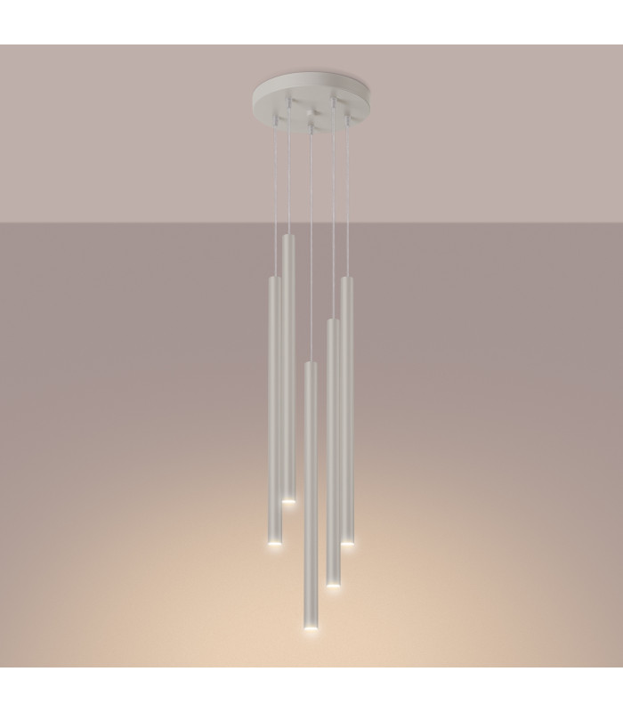 Pastelo Modern Cluster Drop Pendant Lamp 5 Light Beige-3