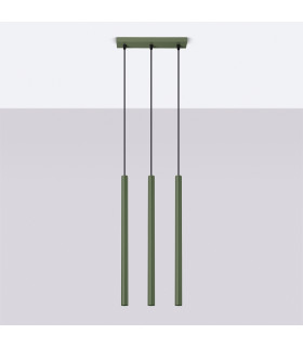Pastelo Modern Bar Pendant 3 Light Olive Green-2