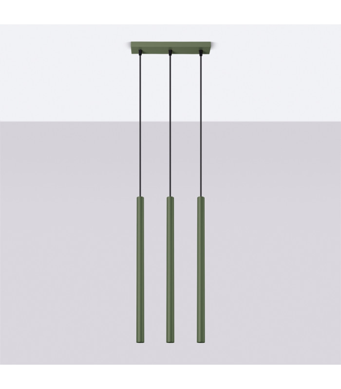 Pastelo Modern Bar Pendant 3 Light Olive Green-2