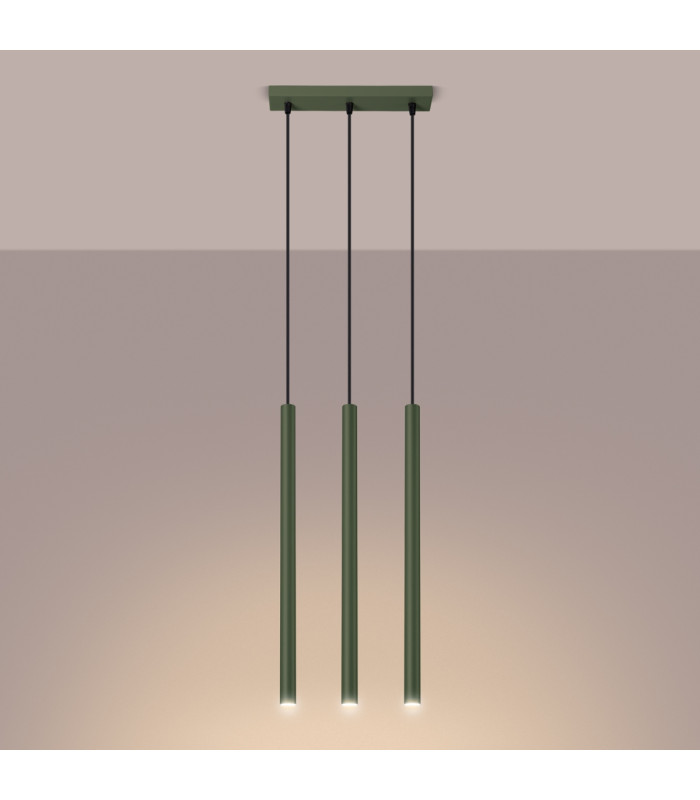 Pastelo Modern Bar Pendant 3 Light Olive Green-3