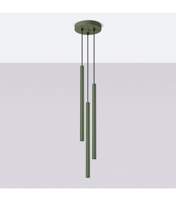 Pastelo Modern Cluster Drop Pendant Lamp 3 Light Olive Green-2