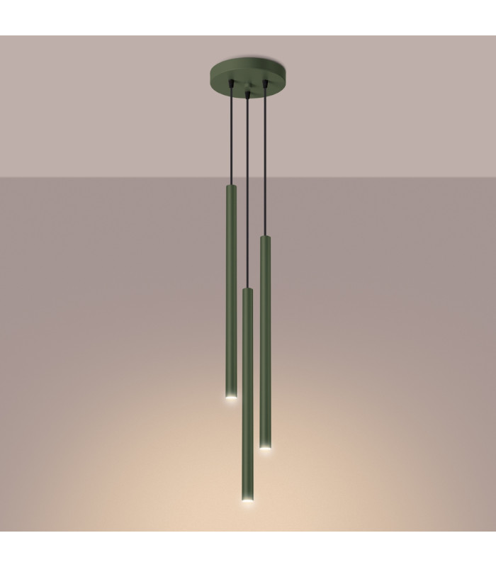 Pastelo Modern Cluster Drop Pendant Lamp 3 Light Olive Green-3