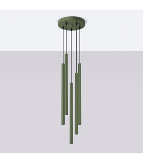 Pastelo Modern Cluster Drop Pendant Lamp 5 Light Olive Green-2