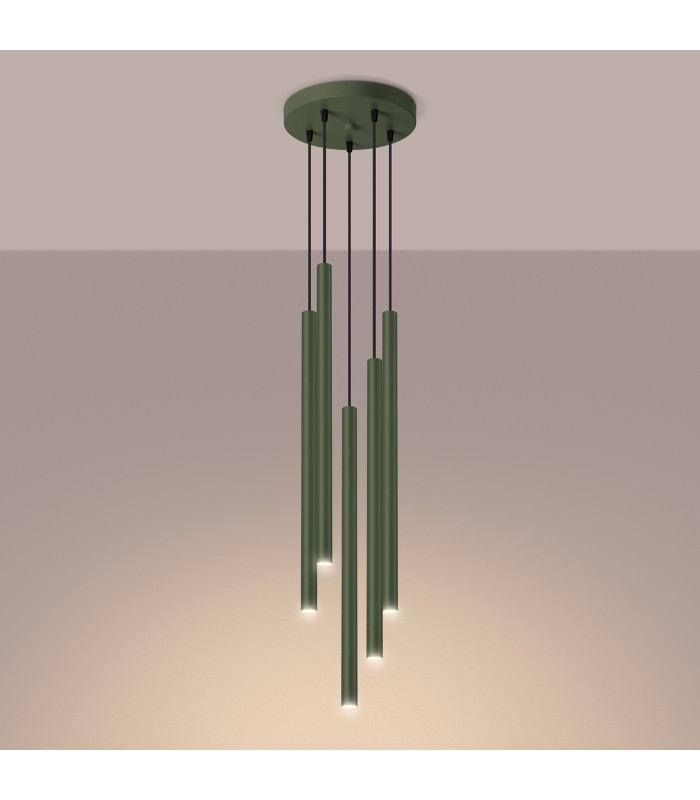 Pastelo Modern Cluster Drop Pendant Lamp 5 Light Olive Green-3