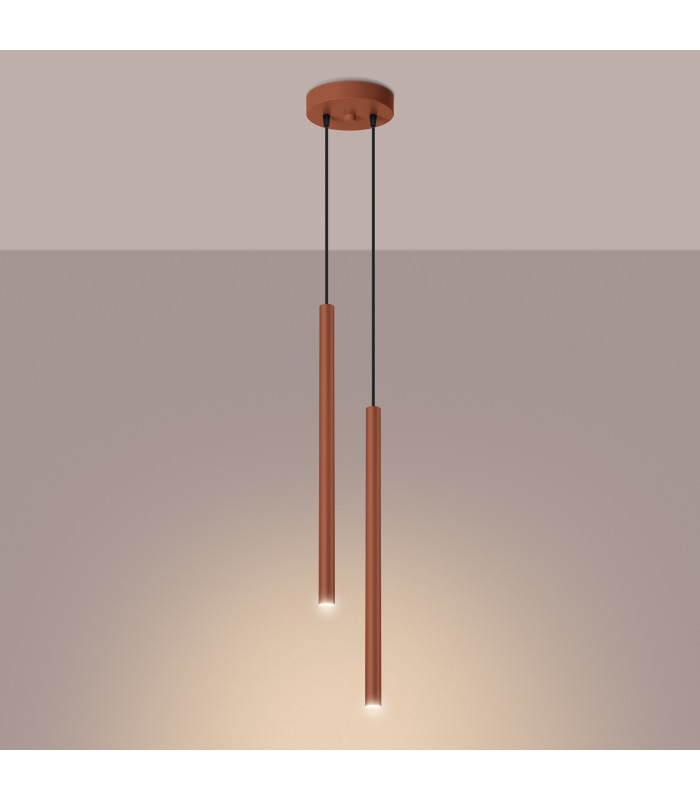 Pastelo Modern Cluster Drop Pendant Lamp 2 Red Ochre-3