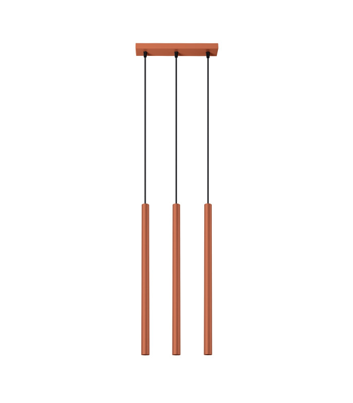Pastelo Modern Bar Pendant 3 Light Red Ochre-1