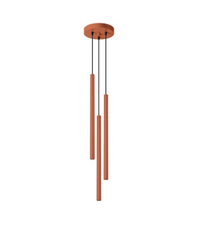 Pastelo Modern Cluster Drop Pendant Lamp 3 Light Red Ochre-1