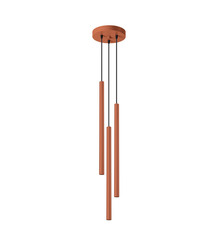 Pastelo Modern Cluster Drop Pendant Lamp 3 Light Red Ochre-1