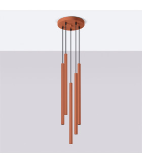 Pastelo Modern Cluster Drop Pendant Lamp 5 Light Red Ochre-2