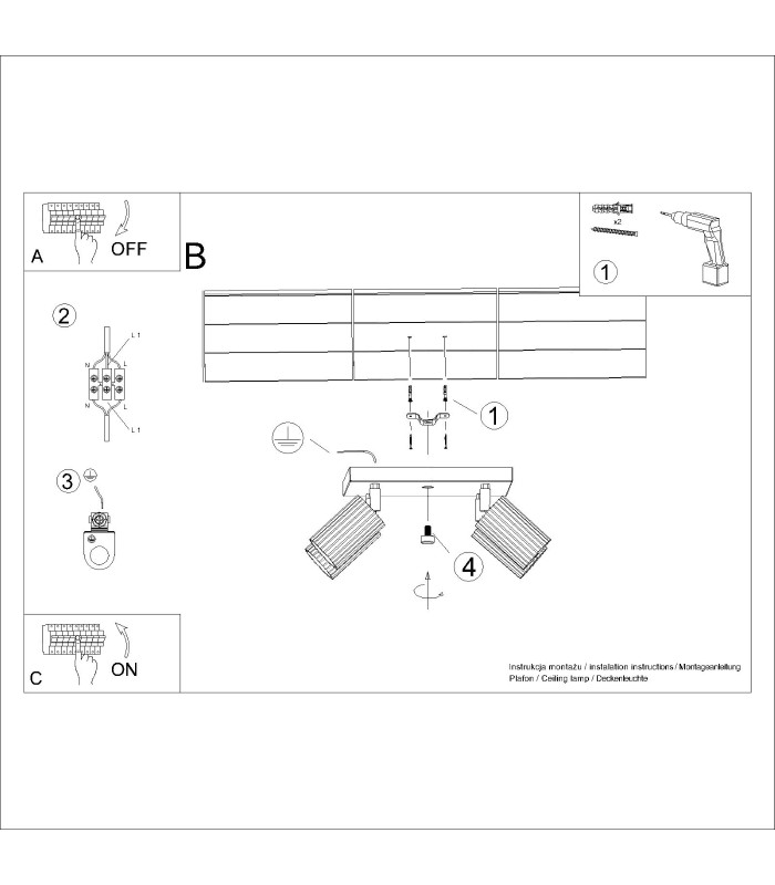 Karbon Minimalist Ceiling Spotlight Cluster 4 Light Gold-10