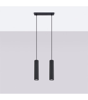 Karbon Minimalist Bar Pendant 2 Light Black-2