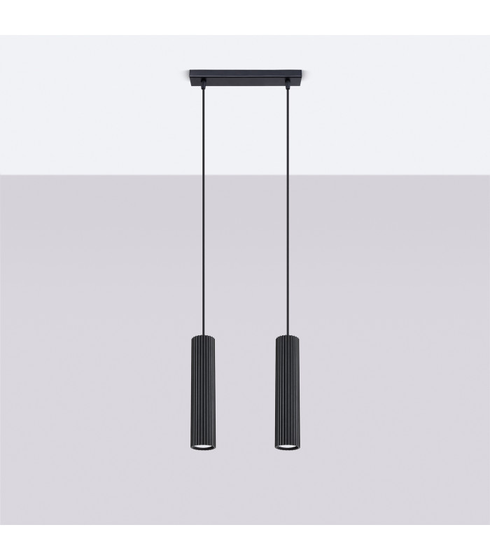 Karbon Minimalist Bar Pendant 2 Light Black-2