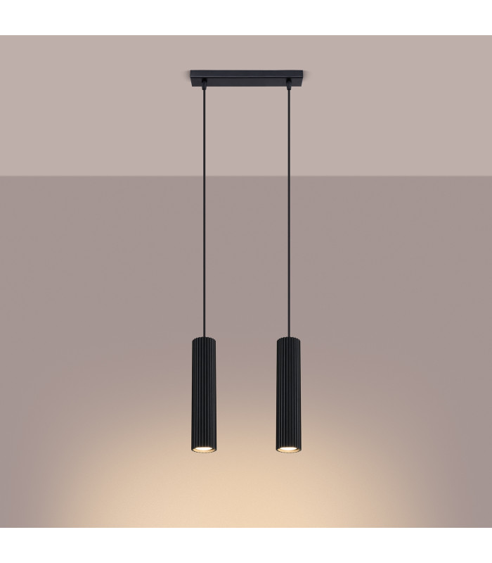 Karbon Minimalist Bar Pendant 2 Light Black-3