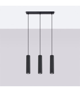 Karbon Minimalist Bar Pendant 3 Light Black-2