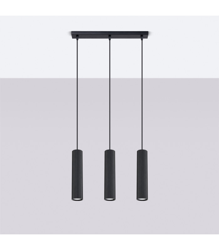Karbon Minimalist Bar Pendant 3 Light Black-2