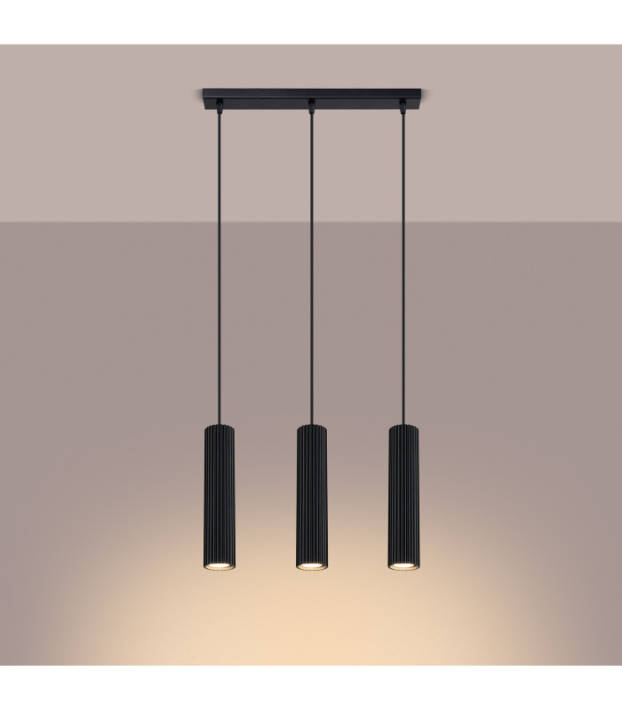 Karbon Minimalist Bar Pendant 3 Light Black-3
