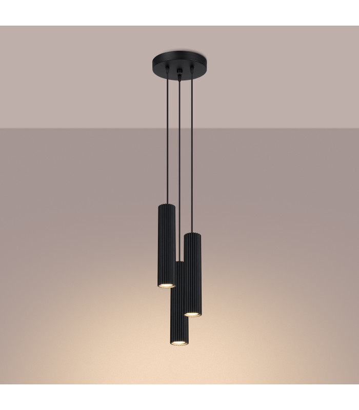 Karbon Minimalist Cluster Drop Pendant Lamp 3 Light Black-3