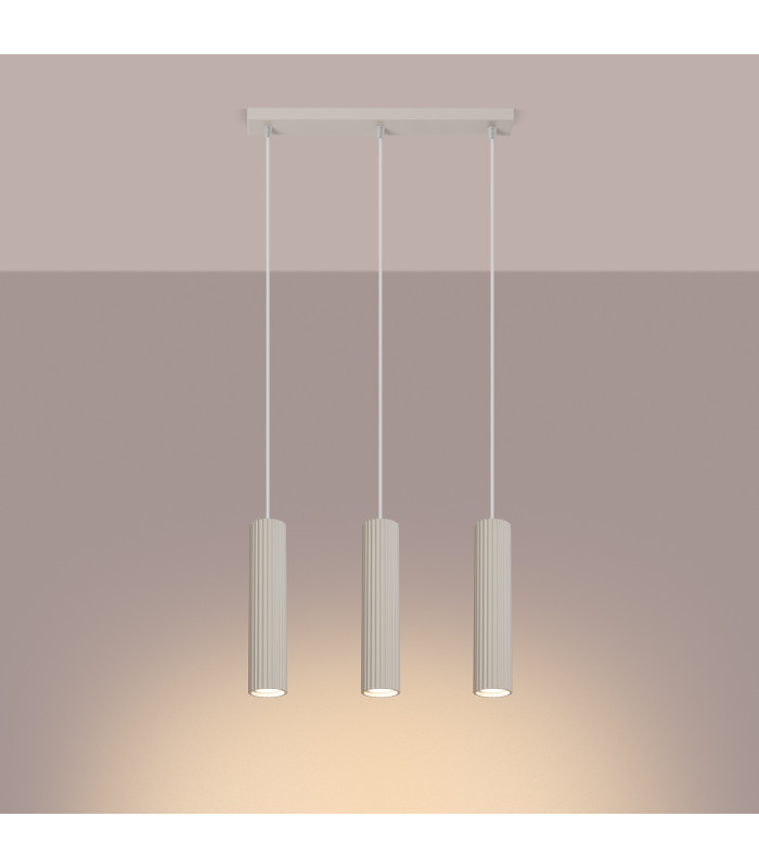 Karbon Minimalist Bar Pendant 3 Light Beige-3