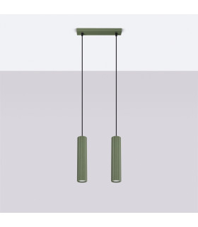Karbon Minimalist Bar Pendant 2 Light Olive Green-2