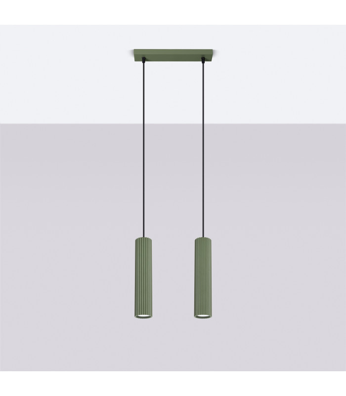 Karbon Minimalist Bar Pendant 2 Light Olive Green-2