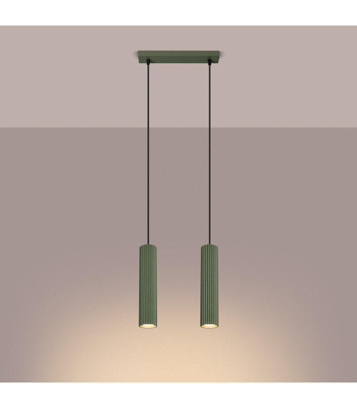 Karbon Minimalist Bar Pendant 2 Light Olive Green-3