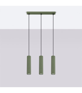 Karbon Minimalist Bar Pendant 3 Light Olive Green-2
