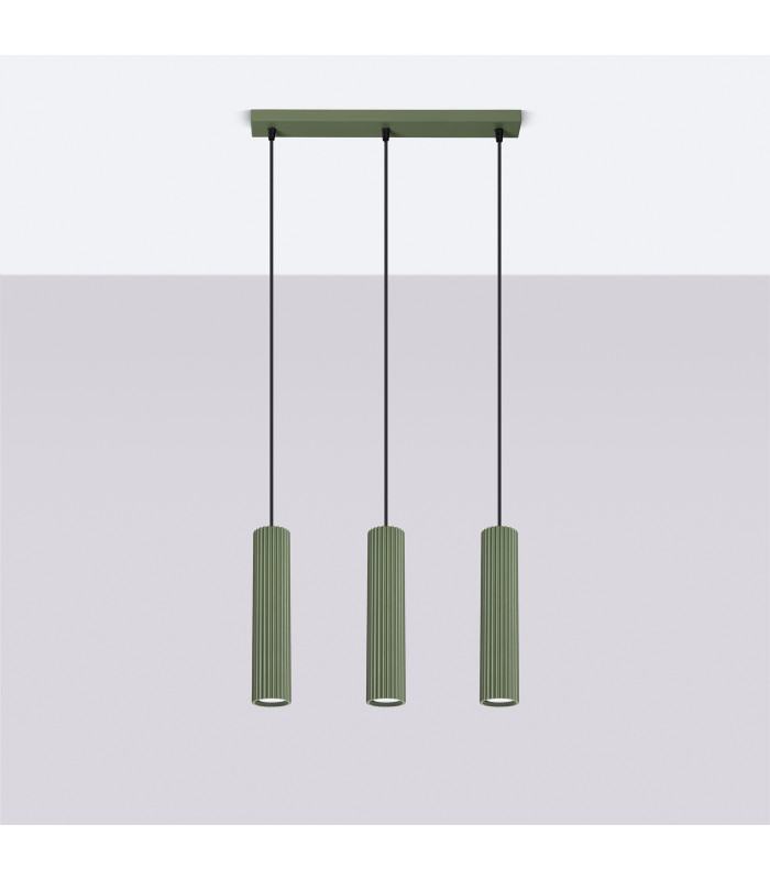 Karbon Minimalist Bar Pendant 3 Light Olive Green-2