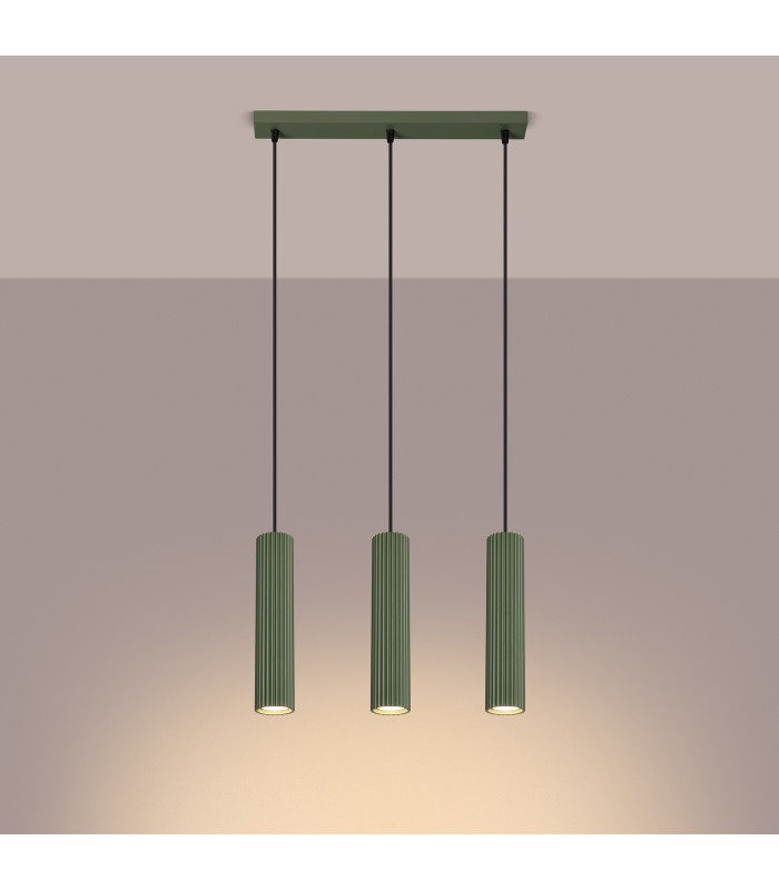 Karbon Minimalist Bar Pendant 3 Light Olive Green-3