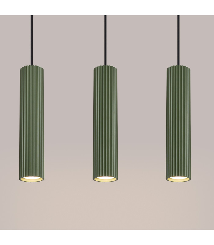 Karbon Minimalist Bar Pendant 3 Light Olive Green-5
