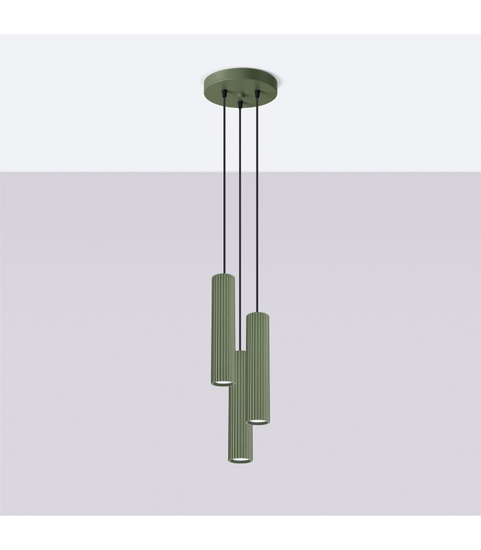 Karbon Minimalist Cluster Drop Pendant Lamp 3 Light Olive Green-2