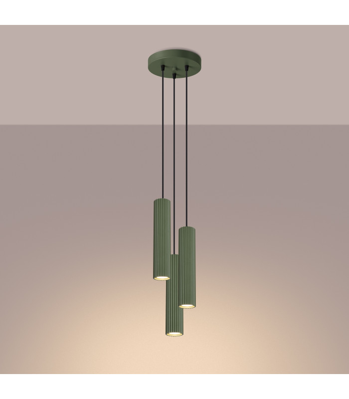 Karbon Minimalist Cluster Drop Pendant Lamp 3 Light Olive Green-3