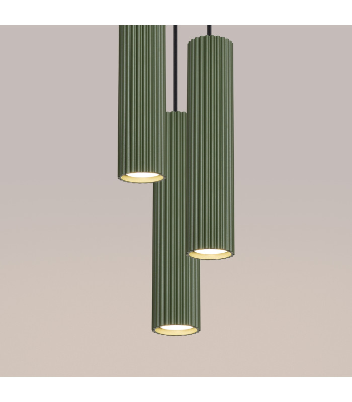 Karbon Minimalist Cluster Drop Pendant Lamp 3 Light Olive Green-5