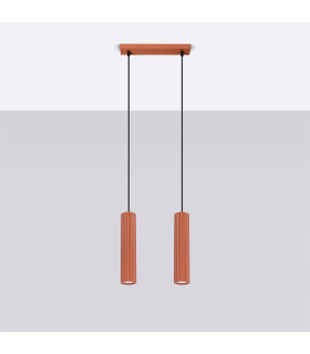 Karbon Minimalist Bar Pendant 2 Light Red Ochre-2
