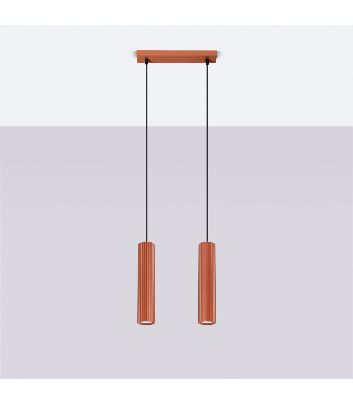 Karbon Minimalist Bar Pendant 2 Light Red Ochre-2
