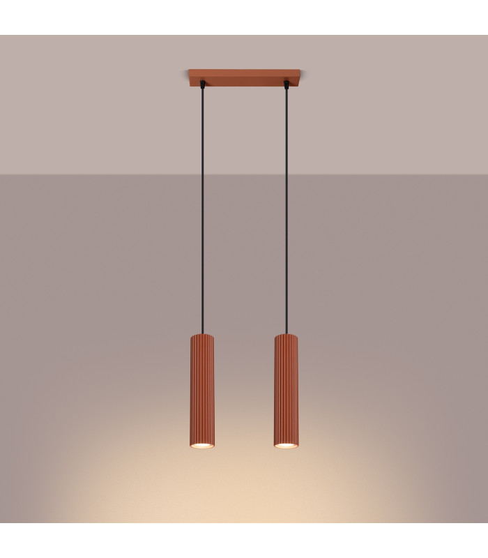 Karbon Minimalist Bar Pendant 2 Light Red Ochre-3