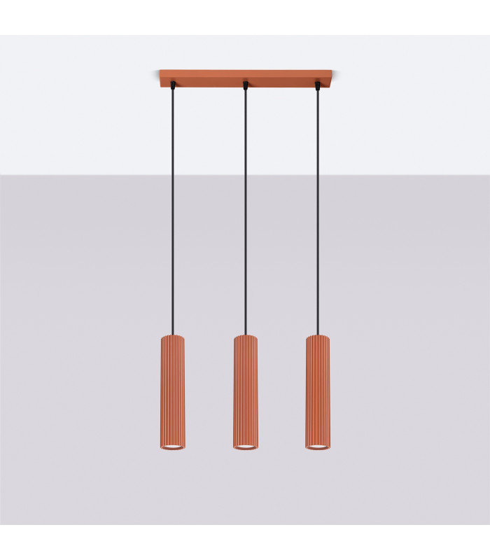 Karbon Minimalist Bar Pendant 3 Light Red Ochre-2
