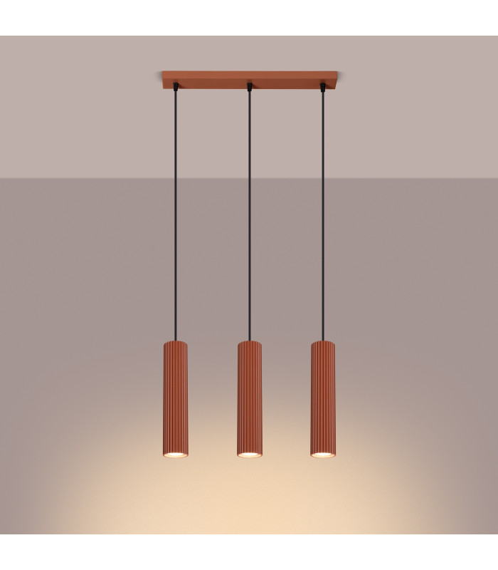 Karbon Minimalist Bar Pendant 3 Light Red Ochre-3