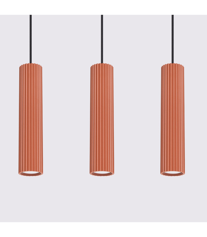 Karbon Minimalist Bar Pendant 3 Light Red Ochre-4