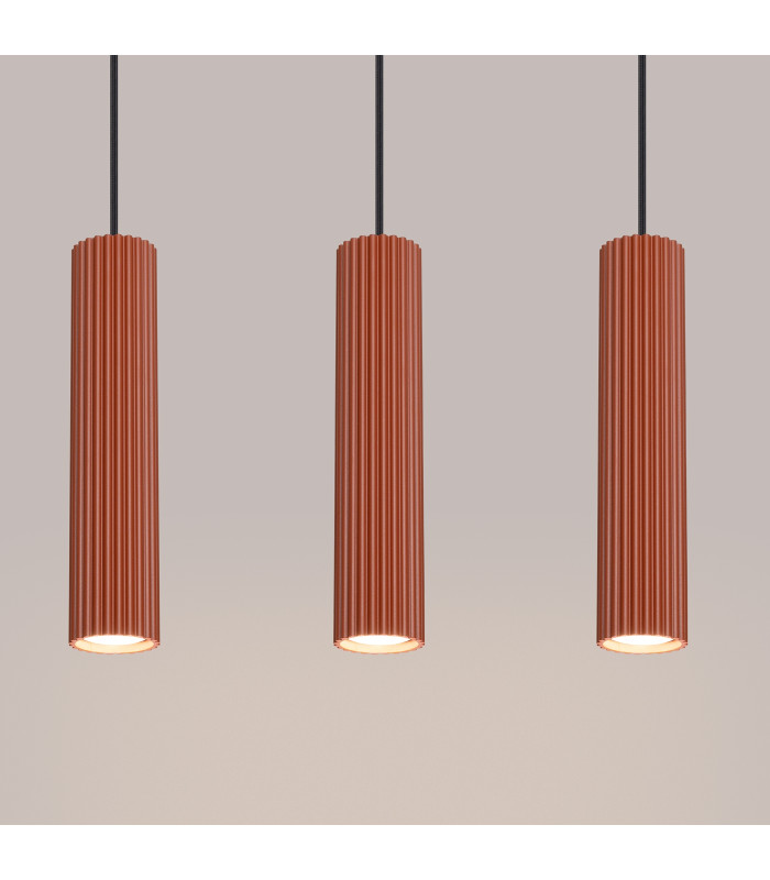 Karbon Minimalist Bar Pendant 3 Light Red Ochre-5