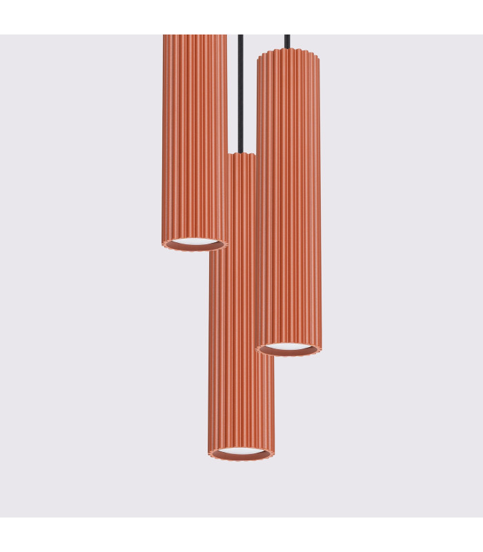 Karbon Minimalist Cluster Drop Pendant Lamp 3 Light Red Ochre-4