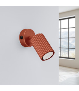 Karbon Minimalist Single Wall Spotlight Red Ochre with Switch-2