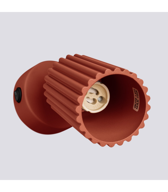 Karbon Minimalist Single Wall Spotlight Red Ochre with Switch-6