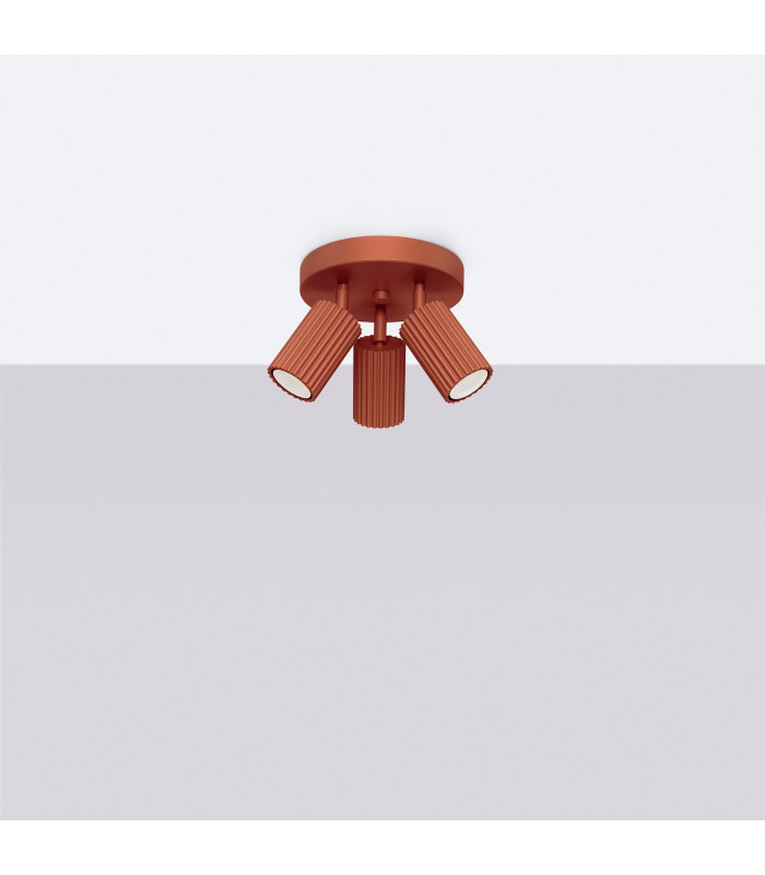 Karbon Minimalist Ceiling Spotlight Cluster 3 Light Red Ochre-2