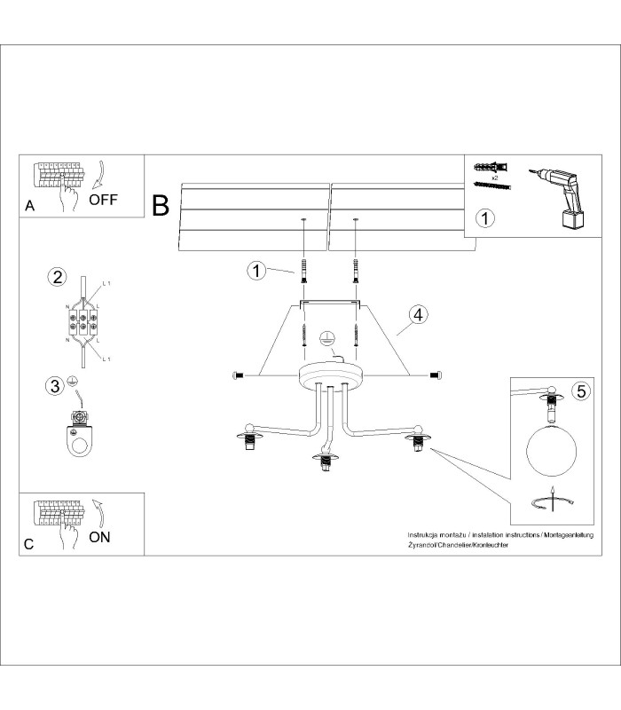 Astral Minimalist Semi Flush Ceiling 3 Light Black-9