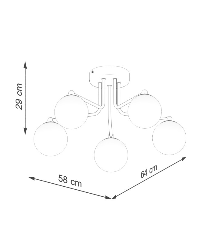 Astral Minimalist Semi Flush Ceiling 5 Light Black-8