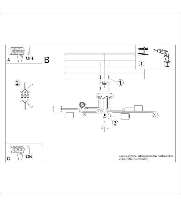 Timbo Loft Semi Flush Ceiling 6 Light White-9
